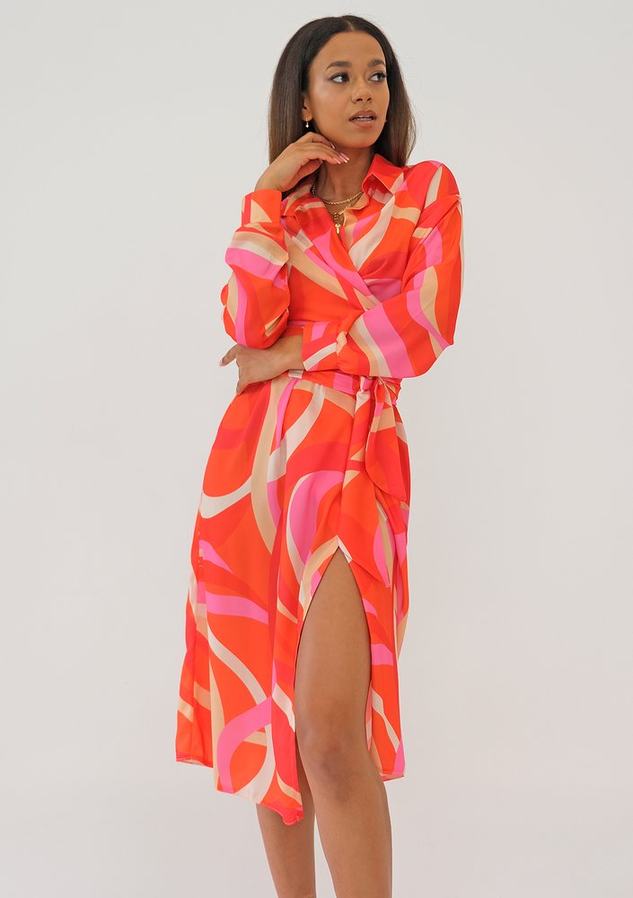 Emily - Sukienka midi Orange Print