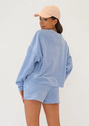 Kimsy - Melange blue velour shorts