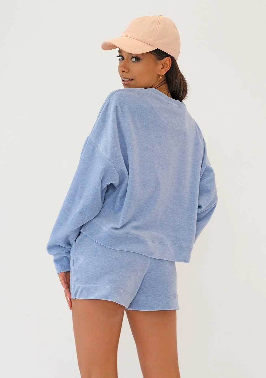 Kimsy - Melange blue velour sweatshirt