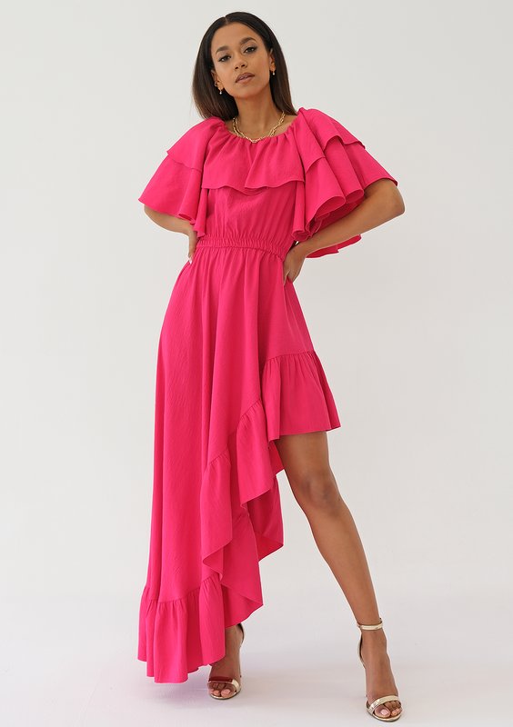 Sorina - Amaranthine ruffled maxi dress