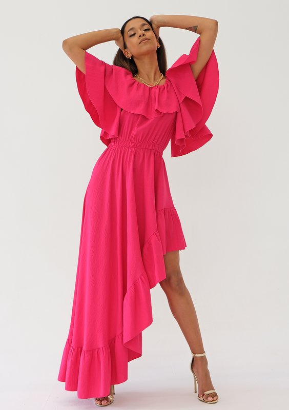 Sorina - Amaranthine ruffled maxi dress