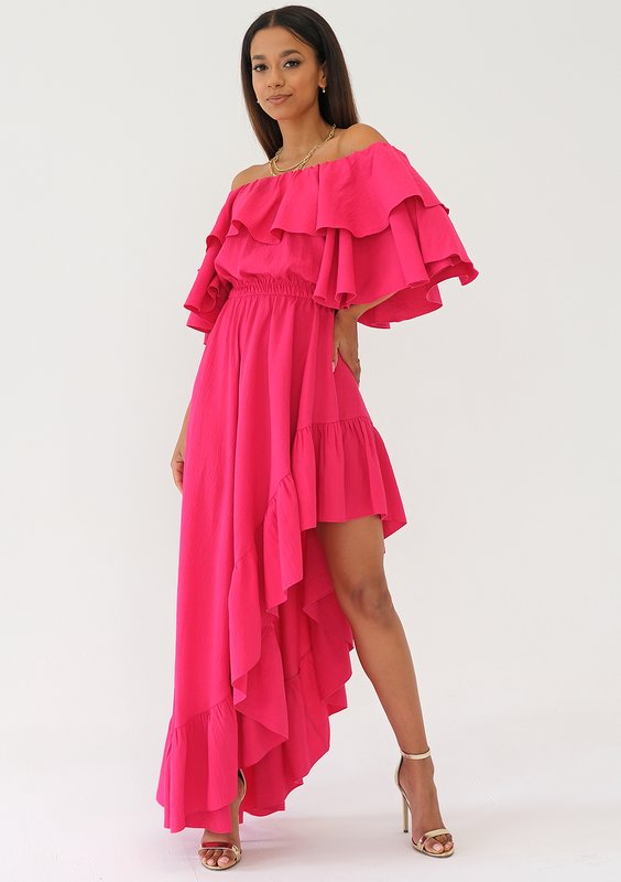 Sorina - Amaranthine ruffled maxi dress