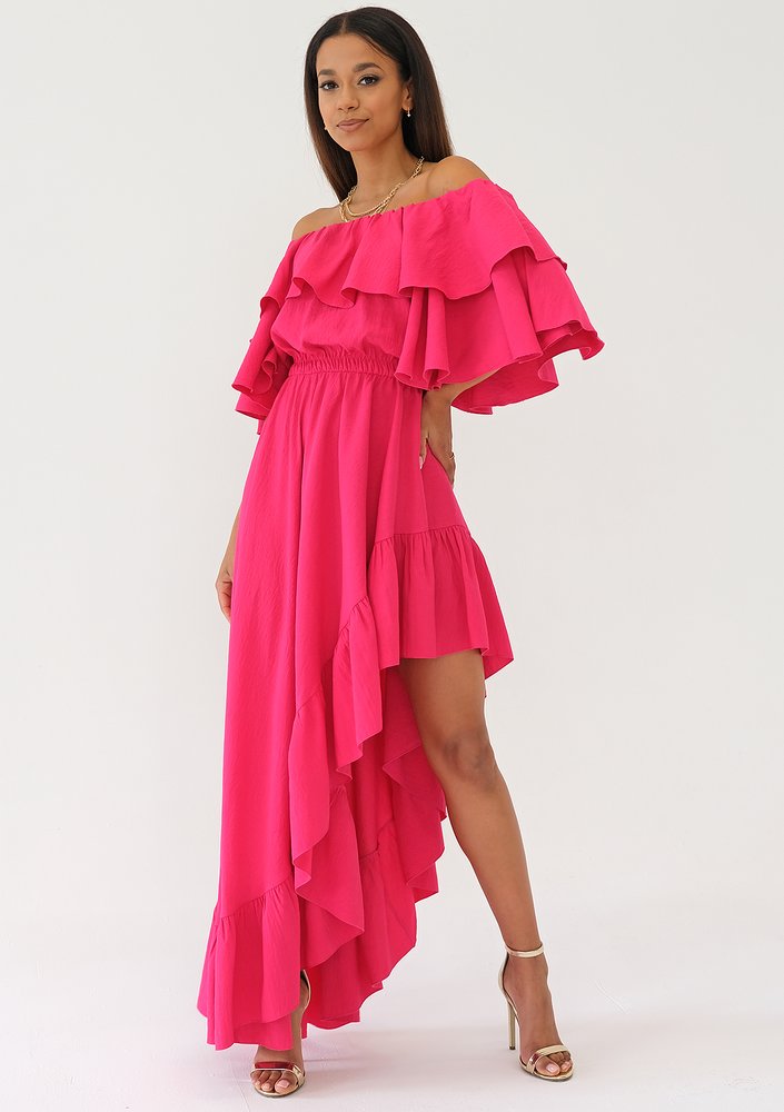 Sorina - Sukienka z falbaną Amarant