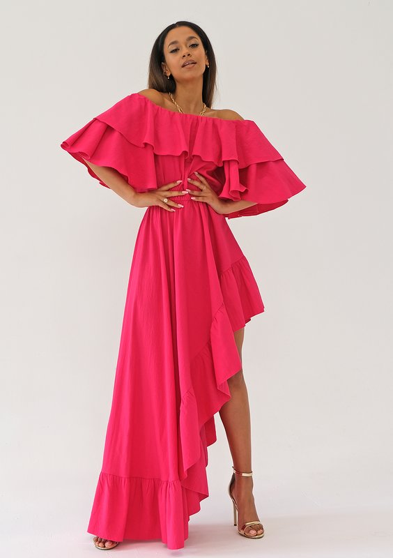 Sorina - Amaranthine ruffled maxi dress