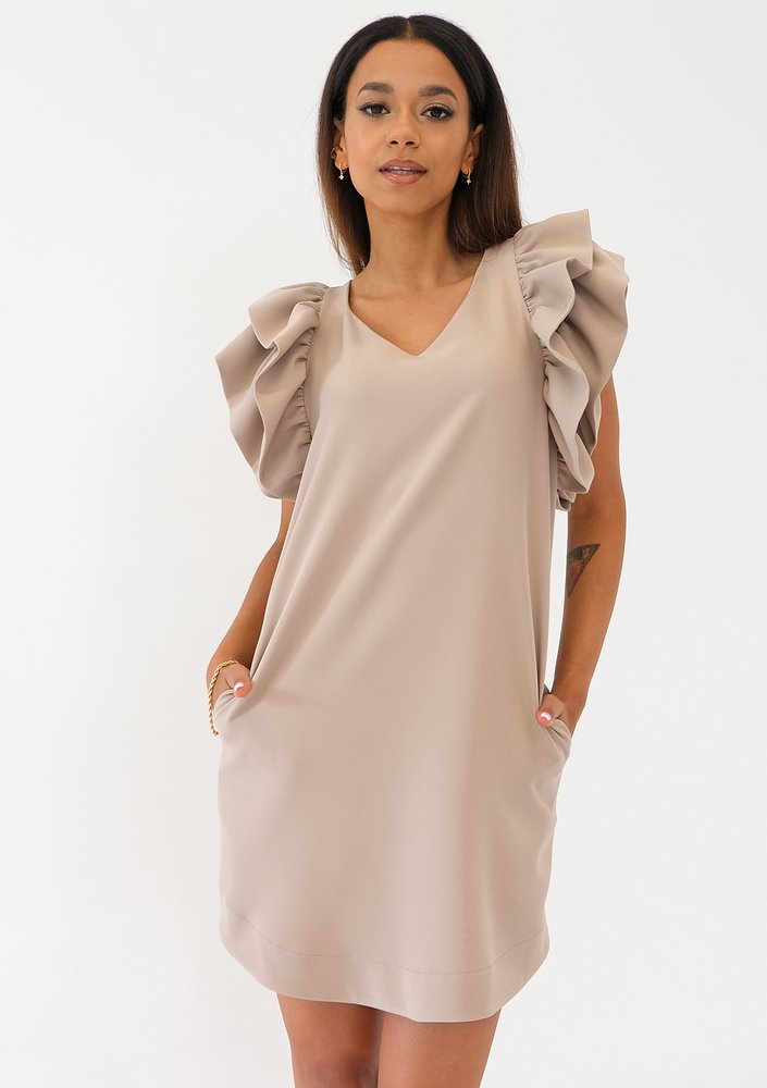 Diana - Beige mini dress with frills