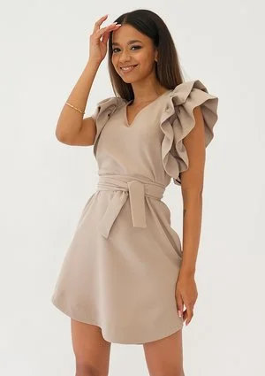 Diana - Beige mini dress with frills