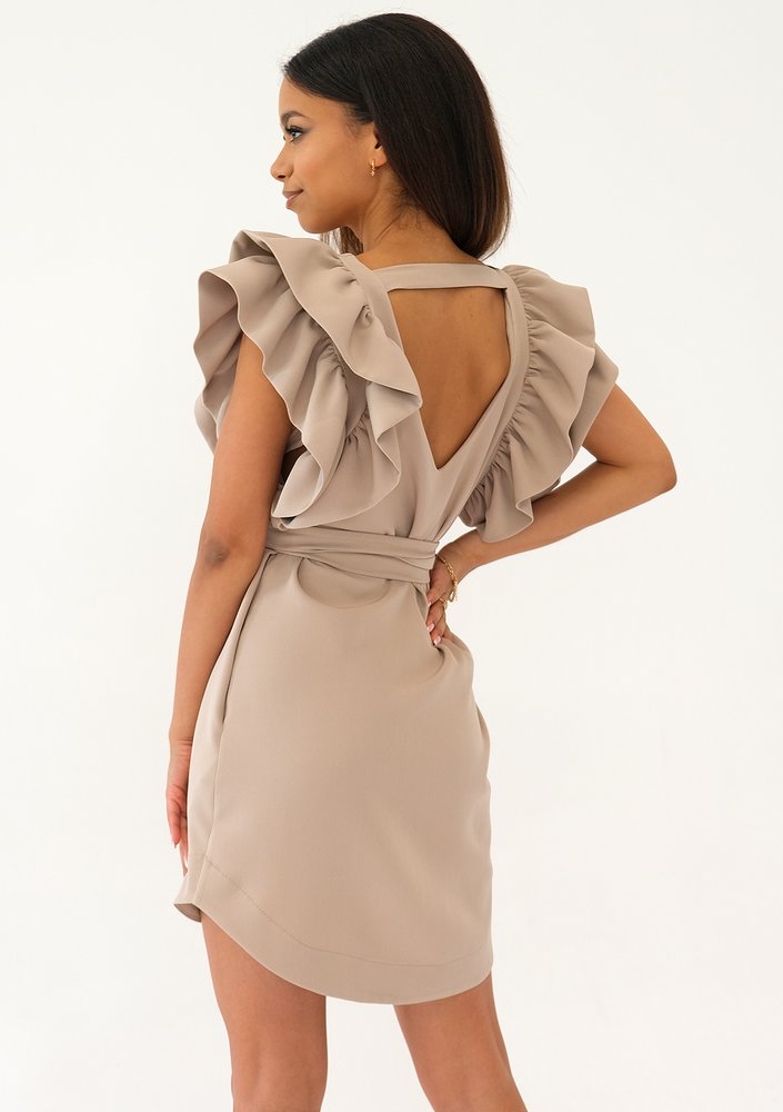 Diana - Beige mini dress with frills