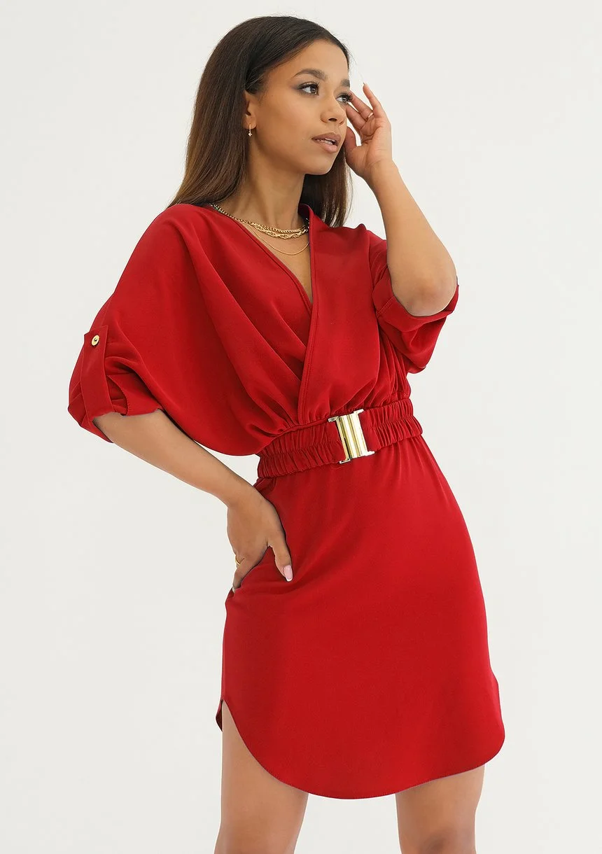Marina - Sukienka z paskiem Czerwona