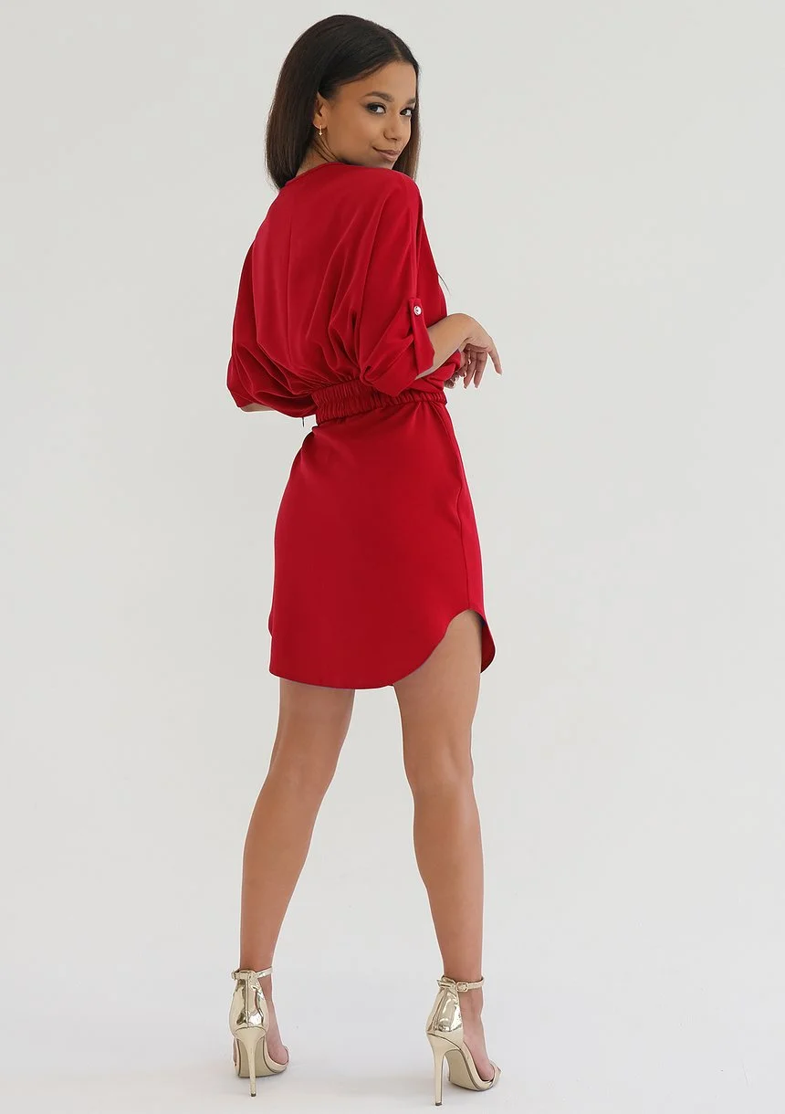 Marina - Sukienka z paskiem Czerwona