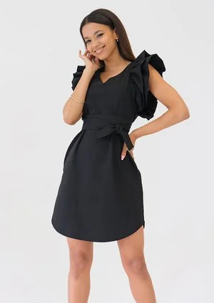 Diana - Black mini dress with frills