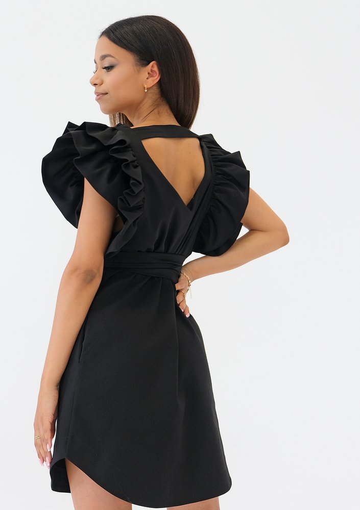Diana - Black mini dress with frills
