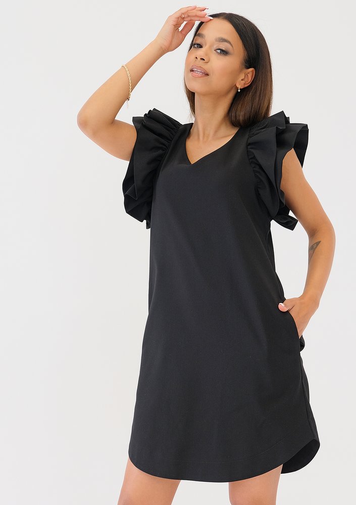 Diana - Black mini dress with frills