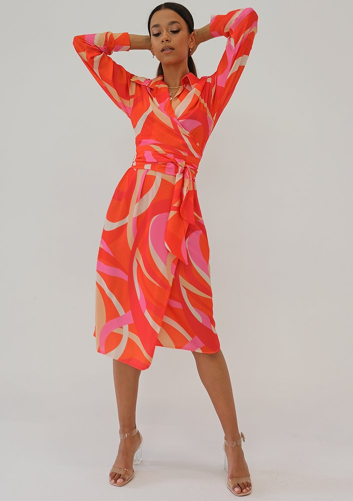 Emily - Sukienka midi Orange Print