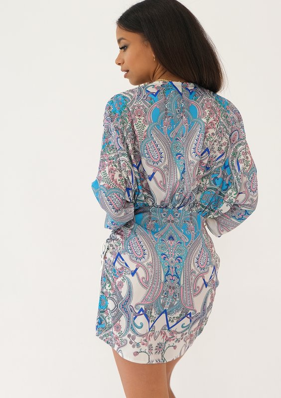 Miriam - Blue printed mini dress