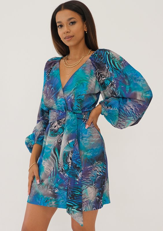 Maeva - Blue printed mini dress