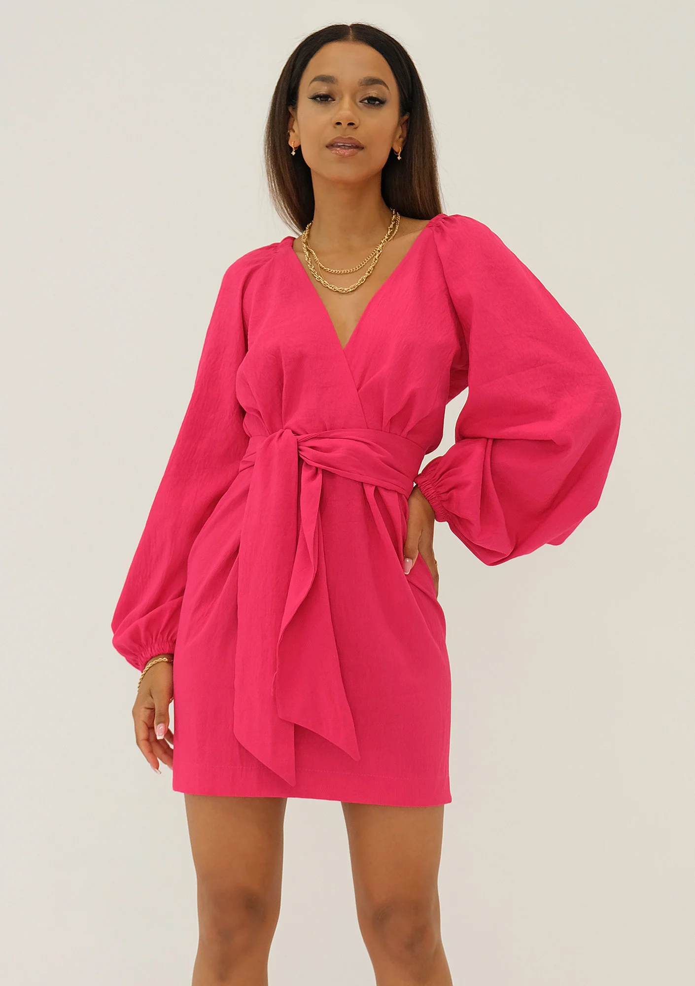 Maeva - Różowa sukienka z długim rękawem - Mosquito