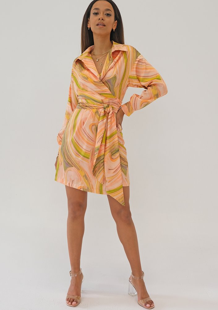 Suzie - Pastel printed mini wrap dress
