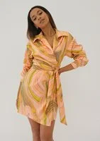 Suzie - Pastel printed mini wrap dress