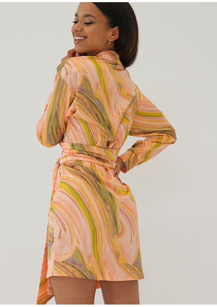 Suzie - Pastel printed mini wrap dress