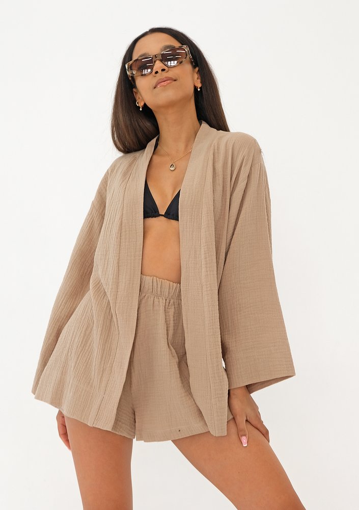 Pavla - Beige muslin shorts