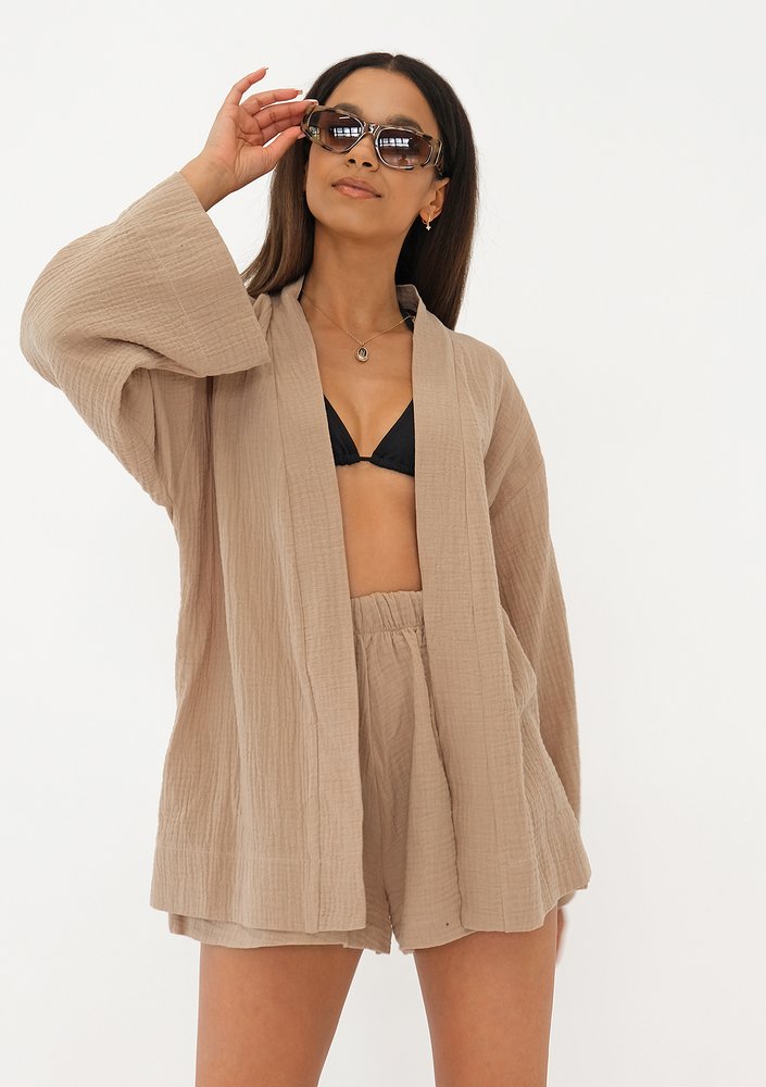 Pavla - Beige muslin shorts