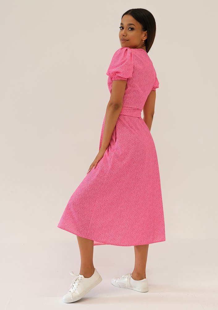Selma - Pink spotted wrap dress