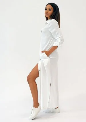 Zoya - White maxi shirt dress