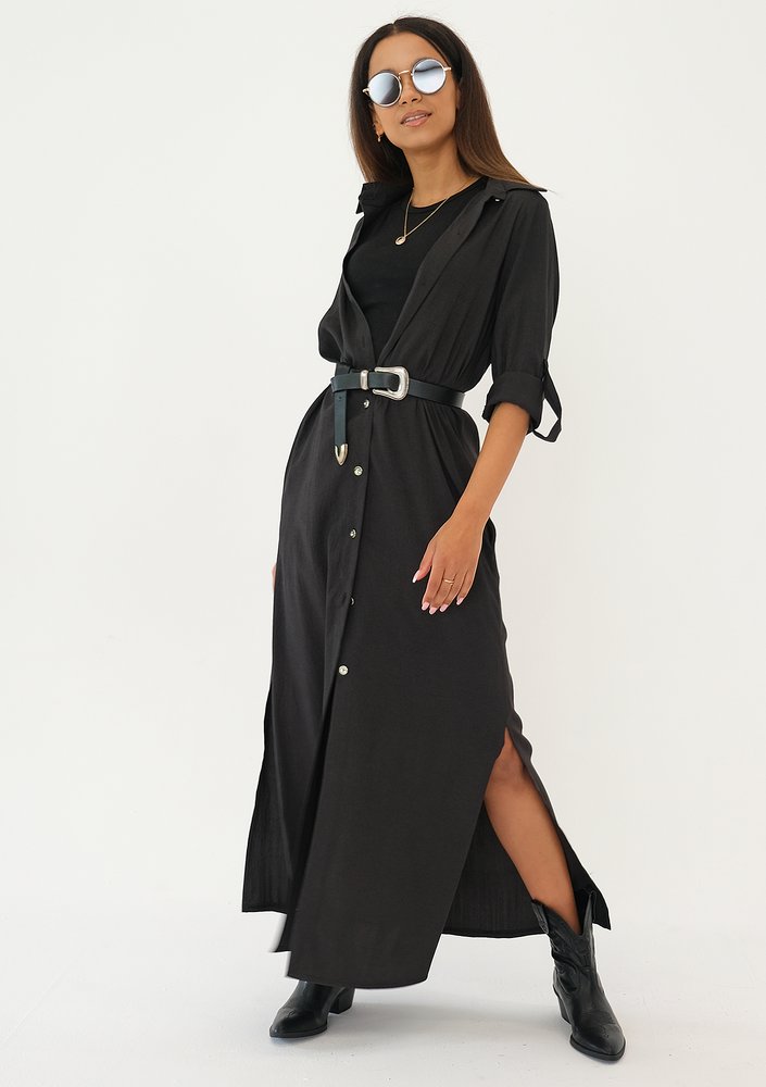 Zoya - Black maxi shirt dress