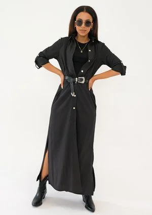 Zoya - Black maxi shirt dress