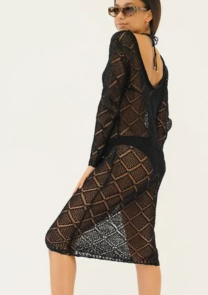 Alizee - Ażurowa sukienka plażowa Czarna