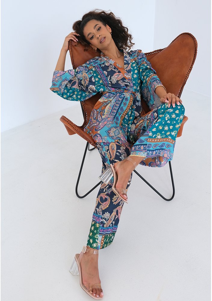 Korso - Boho scarf patterned kimono top