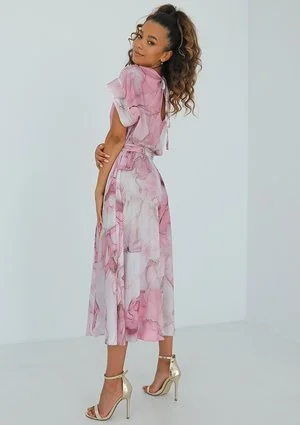 Linda - Sukienka midi Pink Marble