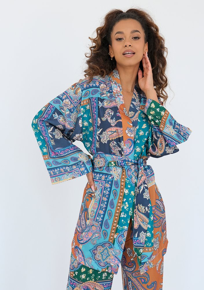 Korso - Boho scarf patterned kimono top