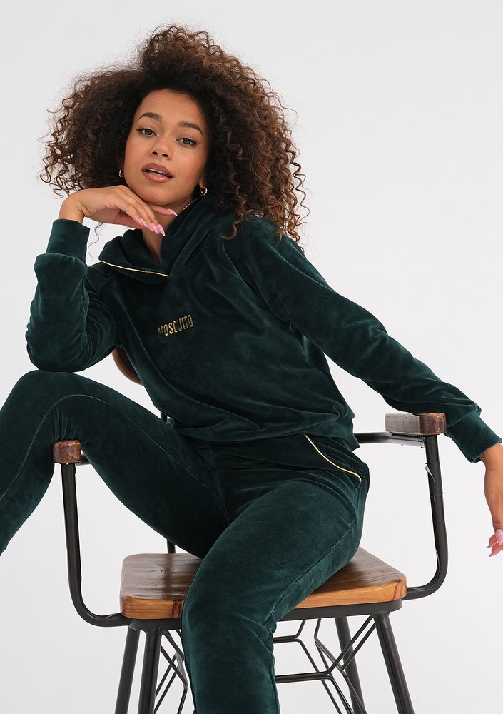 Queens - Spodnie velvet Zielone