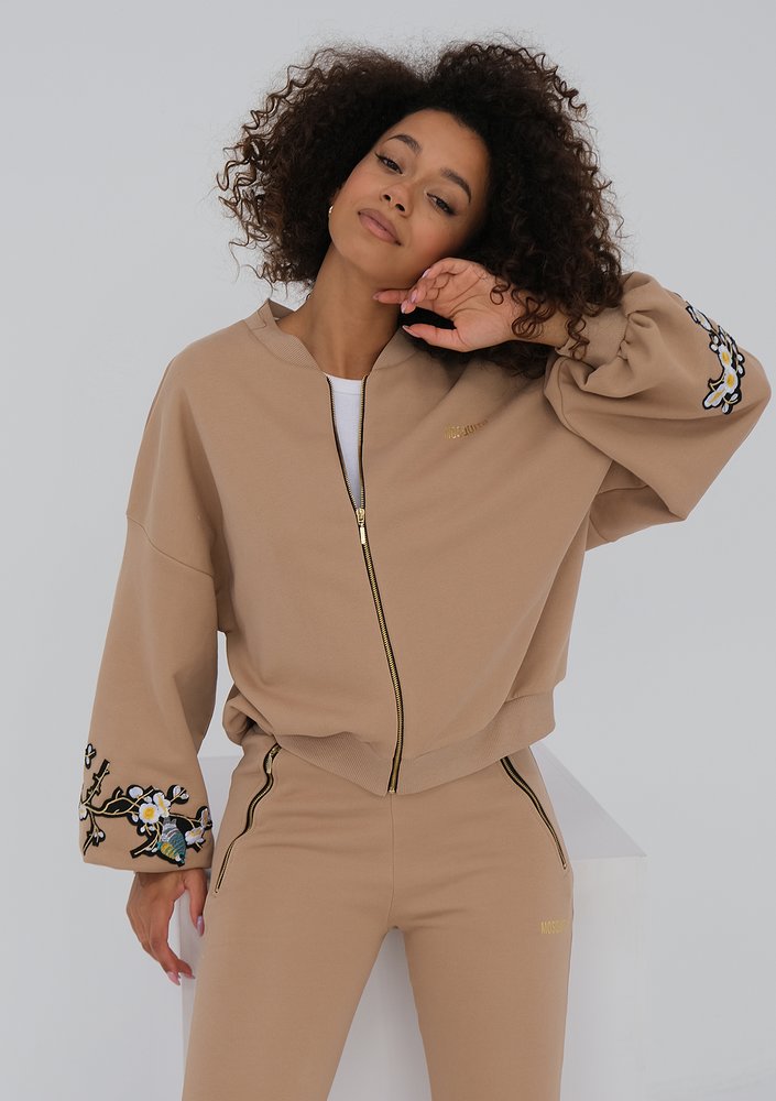 Kindy - Latte beige embroidered sweatshirt