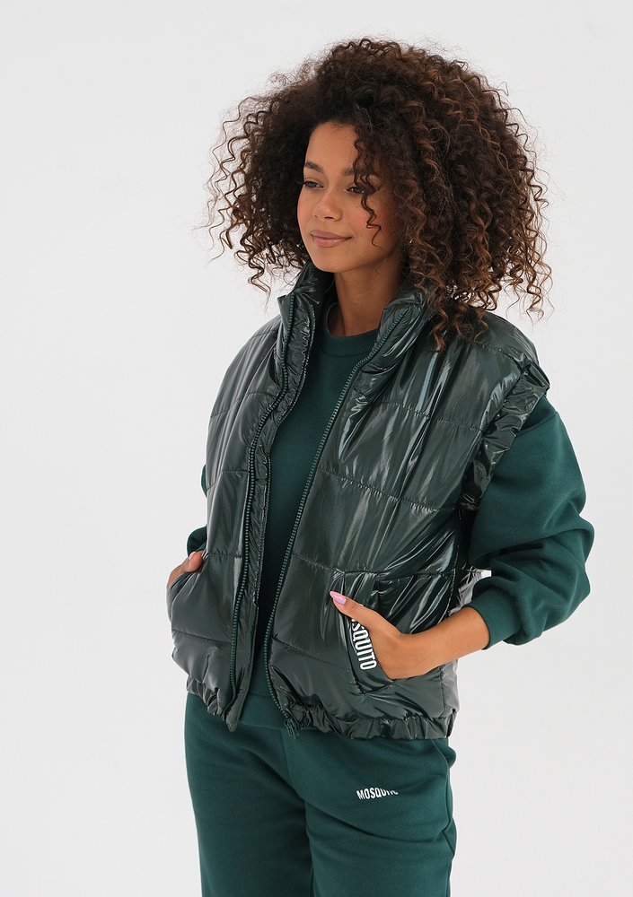 Abi - Quilted green sleeveless jacket