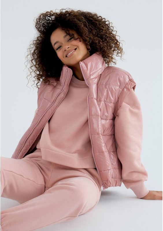 Abi - Quilted candy pink sleeveless jacket