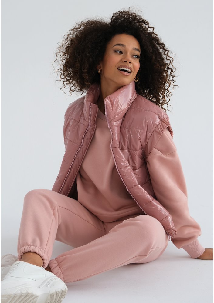 Abi - Quilted candy pink sleeveless jacket