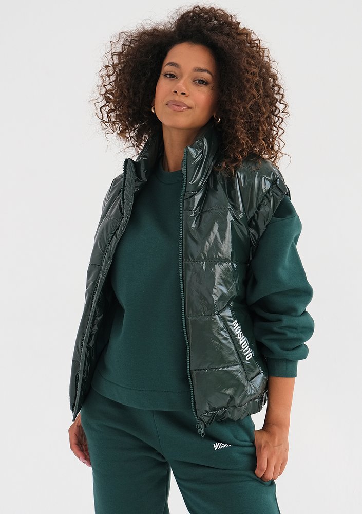 Abi - Quilted green sleeveless jacket