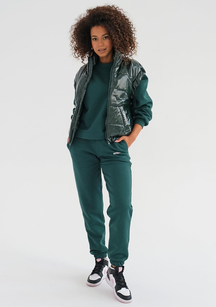 Abi - Quilted green sleeveless jacket