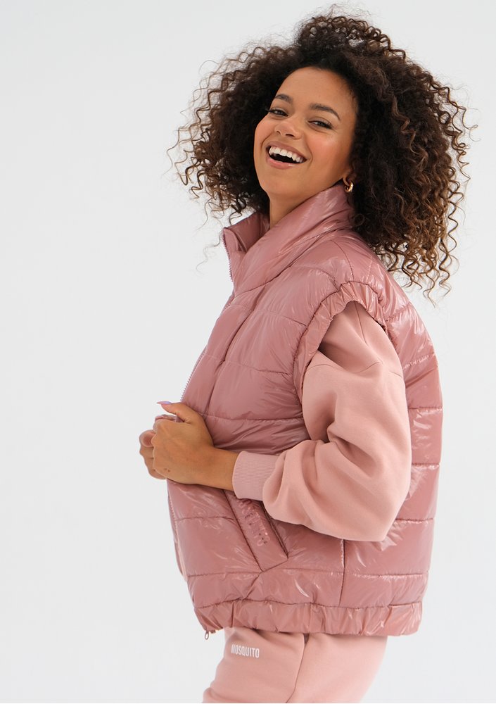 Abi - Quilted candy pink sleeveless jacket