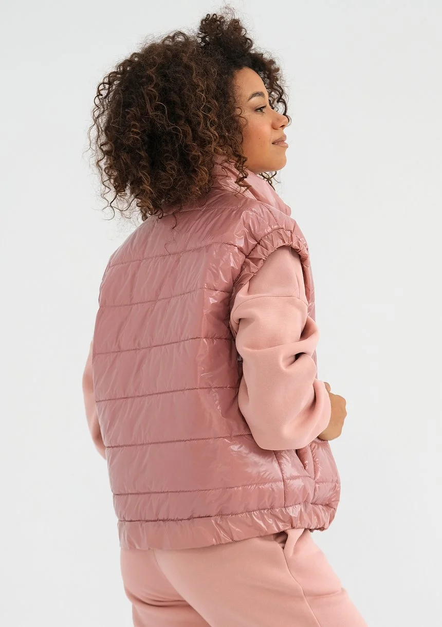 Abi - Quilted candy pink sleeveless jacket