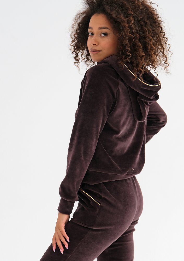 Queens - Brown velvet hoodie