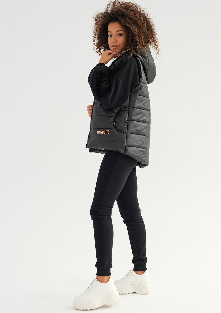 Vicky - Black zebra printed sleeveless jacket