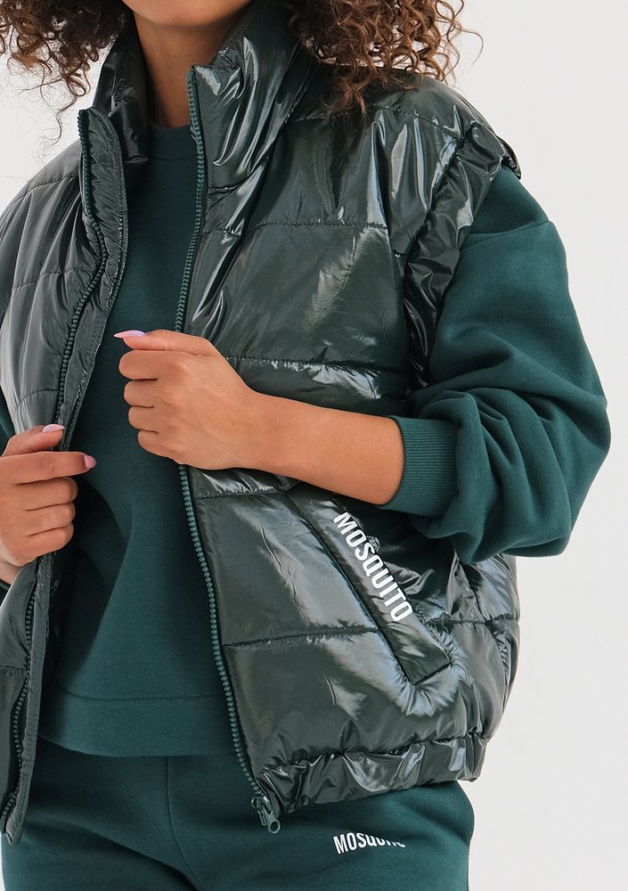 Abi - Quilted green sleeveless jacket