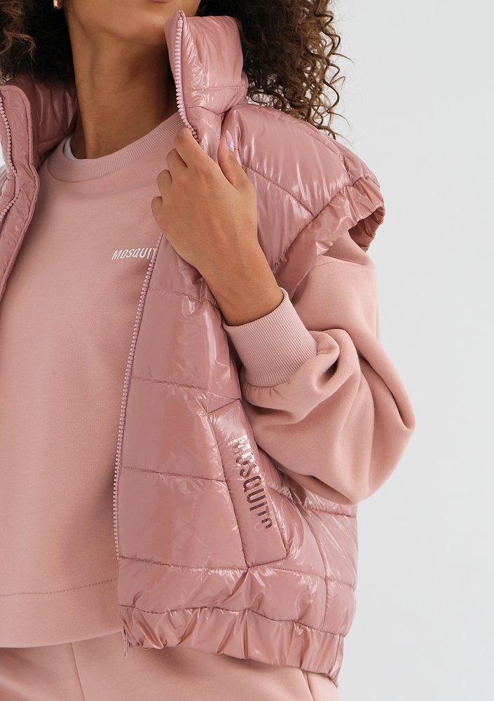 Abi - Quilted candy pink sleeveless jacket