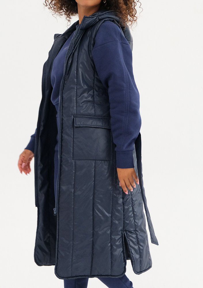 Maren - Navy blue midi sleeveless jacket