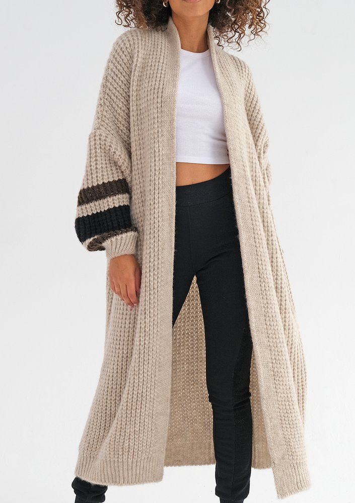 Vind - Long cardigan in dark stripes