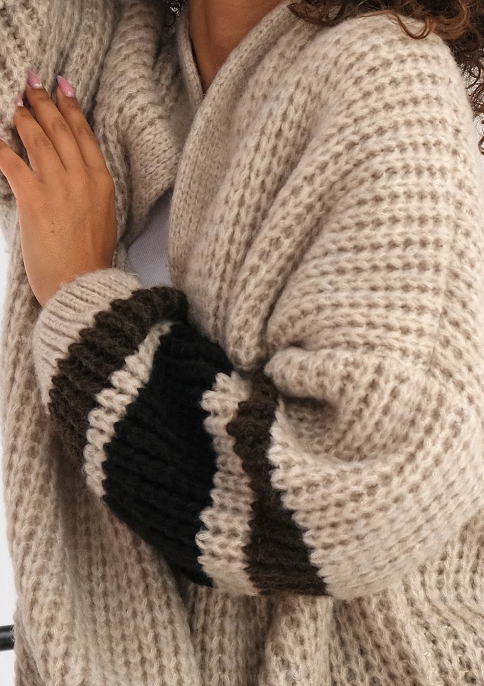 Vind - Long cardigan in dark stripes