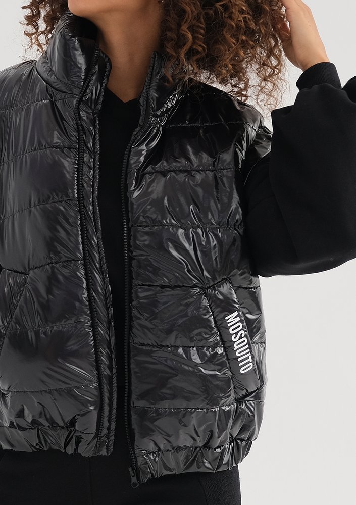 Abi - Quilted black sleeveless jacket